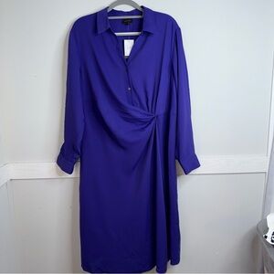 J. Jill Royal Blue Long Sleeve Ruched Elastic Back Dress